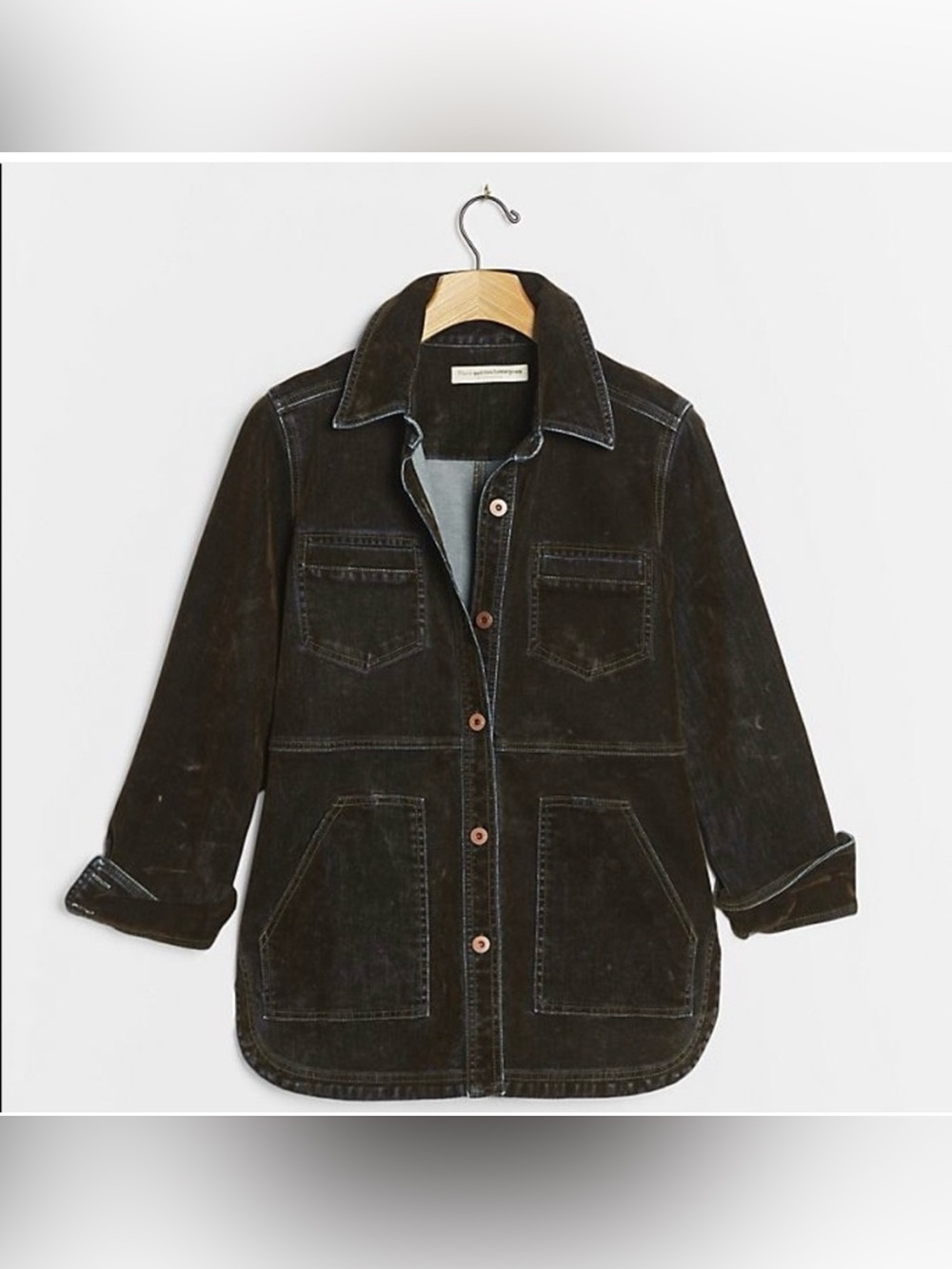 Pilcro Flocked Denim Shirt Jacket Size Small